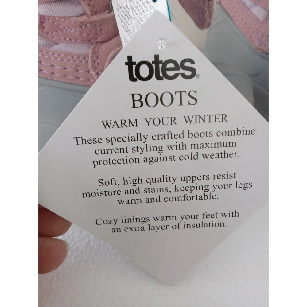 TOTES Winter Boots -TODDLER Size 8T - Lil Jenny -PINK Purple&Gray Bungee Closure